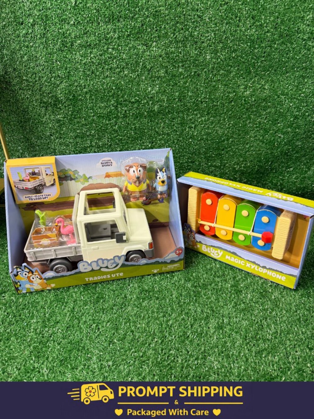 Blucy Tradies Ute Playset with Multicolor Magic Xylophone - White & Multicolor